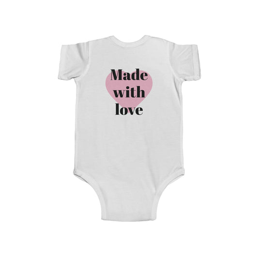 Adorable Infant Bodysuit, Cute Baby Gift, Made with Love Baby Outfit, Heart Print Onesie, Perfect for Baby Showers