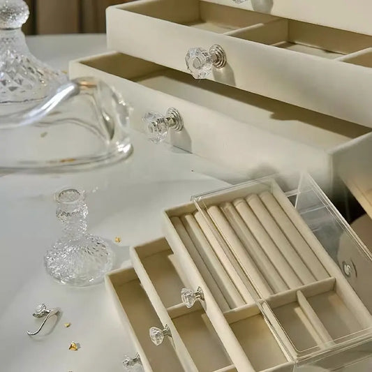 1 High-Capacity 3-Layer Flannel Jewelry Box Drawer – Storage for Earrings, Necklaces & Rings