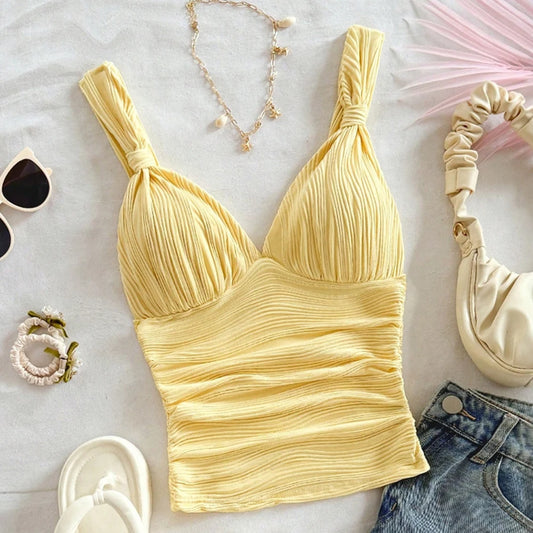 Mia Muse Tanks Summer Fashion Fitting Slim Draped Cottagecore Sleeveless Sweetheart Neck Petite Party Tanks For Women